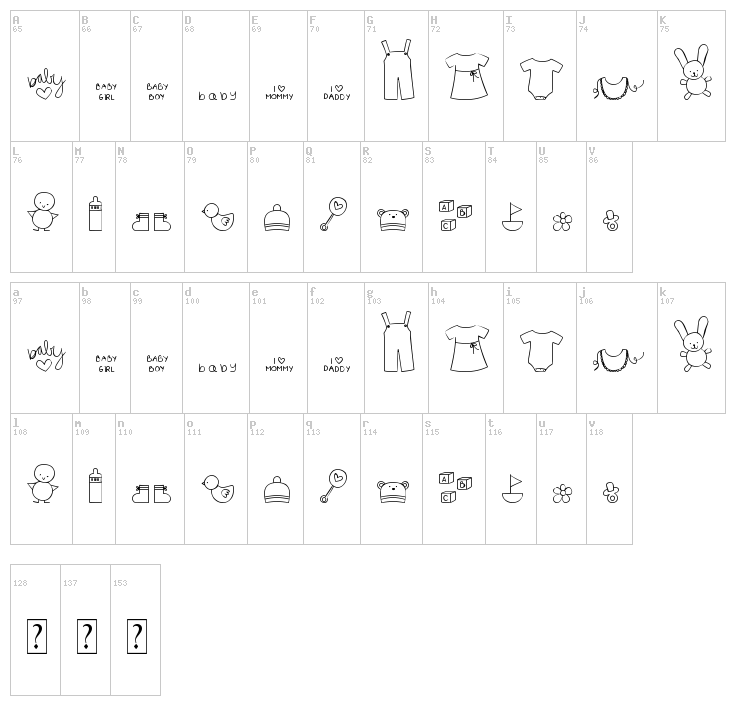 MTF Itty Bitty Baby font map